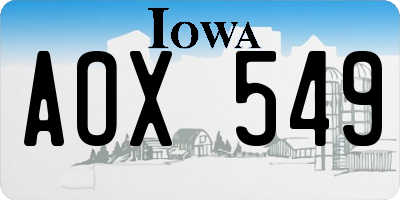 IA license plate AOX549