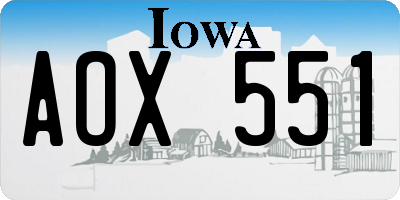 IA license plate AOX551