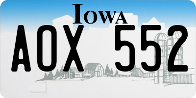 IA license plate AOX552