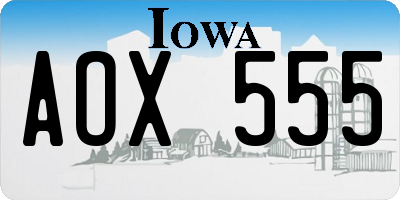 IA license plate AOX555
