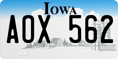 IA license plate AOX562