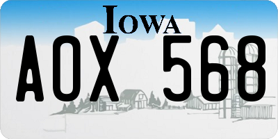 IA license plate AOX568