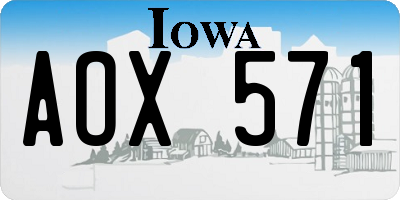 IA license plate AOX571