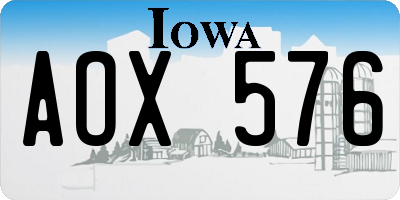 IA license plate AOX576