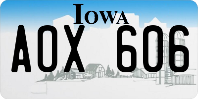 IA license plate AOX606