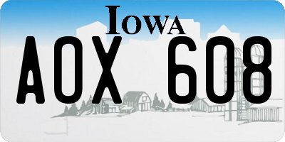 IA license plate AOX608