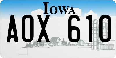 IA license plate AOX610