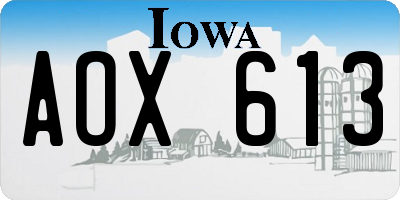IA license plate AOX613