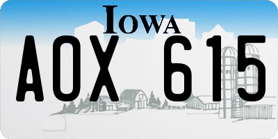 IA license plate AOX615