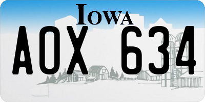 IA license plate AOX634