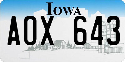 IA license plate AOX643