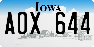 IA license plate AOX644