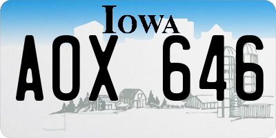 IA license plate AOX646