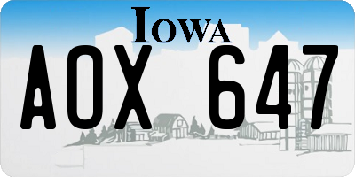 IA license plate AOX647