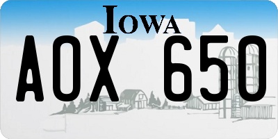 IA license plate AOX650
