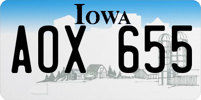 IA license plate AOX655