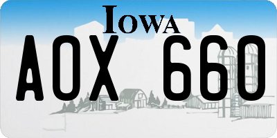 IA license plate AOX660