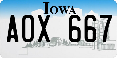 IA license plate AOX667