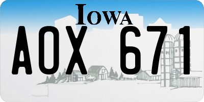 IA license plate AOX671