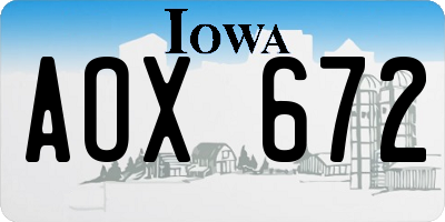 IA license plate AOX672