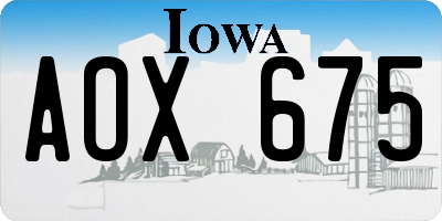 IA license plate AOX675
