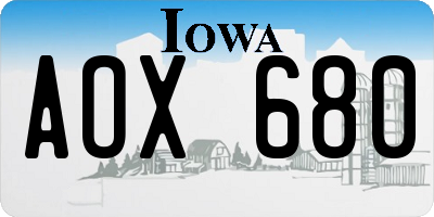 IA license plate AOX680