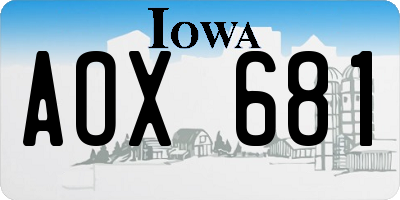 IA license plate AOX681
