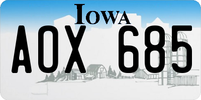 IA license plate AOX685
