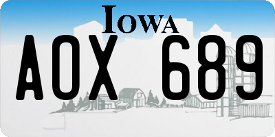 IA license plate AOX689