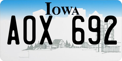 IA license plate AOX692