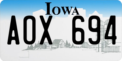 IA license plate AOX694