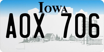IA license plate AOX706