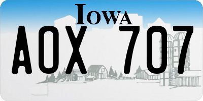 IA license plate AOX707