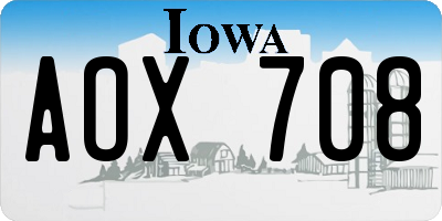 IA license plate AOX708