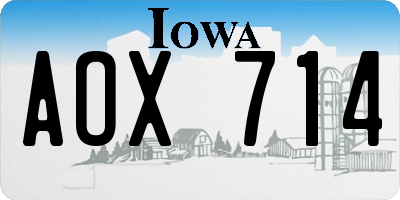 IA license plate AOX714