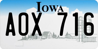IA license plate AOX716