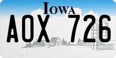 IA license plate AOX726