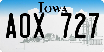 IA license plate AOX727