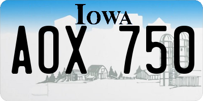 IA license plate AOX750
