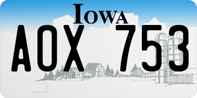 IA license plate AOX753