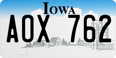 IA license plate AOX762