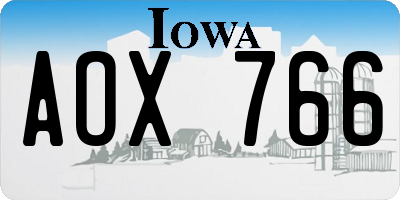 IA license plate AOX766