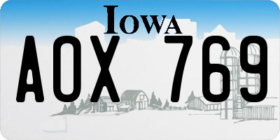 IA license plate AOX769