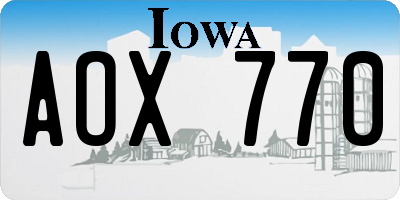 IA license plate AOX770