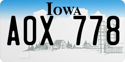 IA license plate AOX778