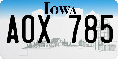 IA license plate AOX785