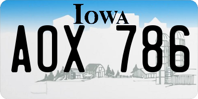 IA license plate AOX786