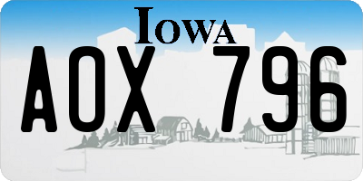 IA license plate AOX796