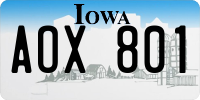 IA license plate AOX801