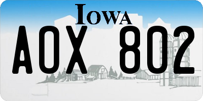 IA license plate AOX802